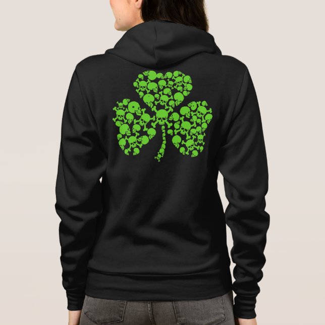 Schädel-Kleeblatt St.-Paddys Tages Hoodie (Rückseite)