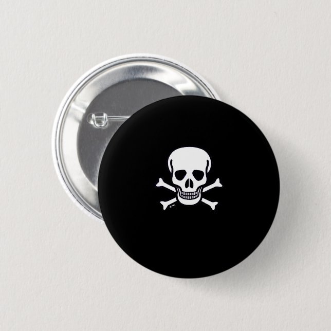 Schädel Knochen Schwarzer Schädelknopf Button (Vorne & Hinten)