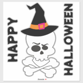 Schädel, Knochen und Hexenhut Aufkleber