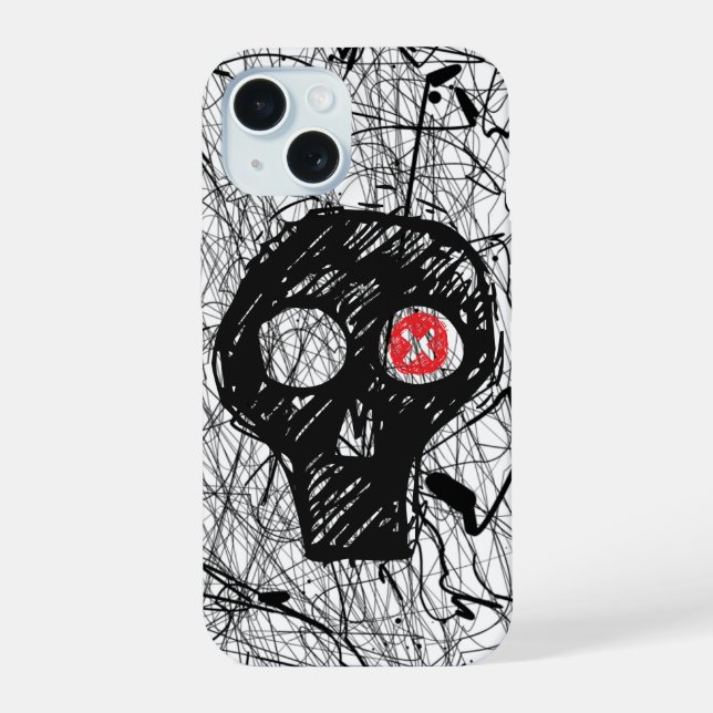 Schädel-Kratzer iPhone 15 Hülle (Rückseite)