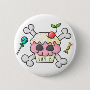 Schädel-Kuchen-Knopf Button