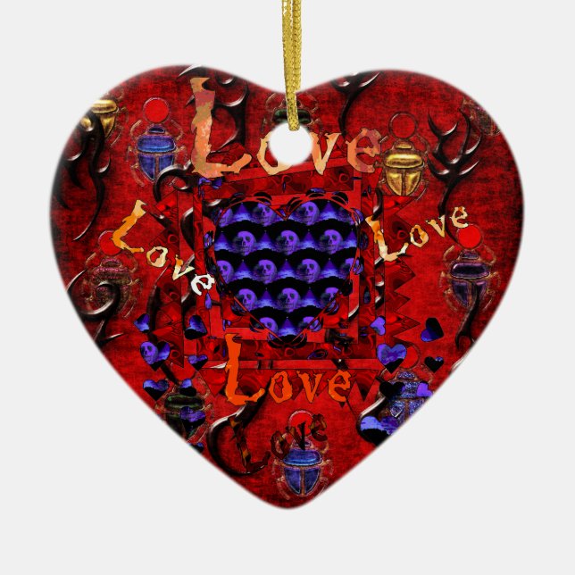 Schädel-Kunst-Valentinsgruß Keramikornament (Vorne)