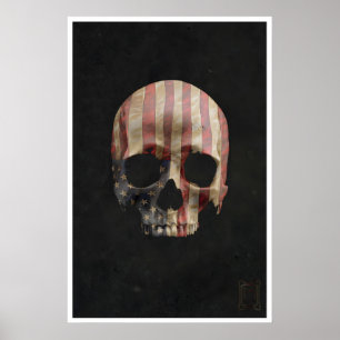 Schädel-Kunstposter floral, USA, Pilzschädel Poster