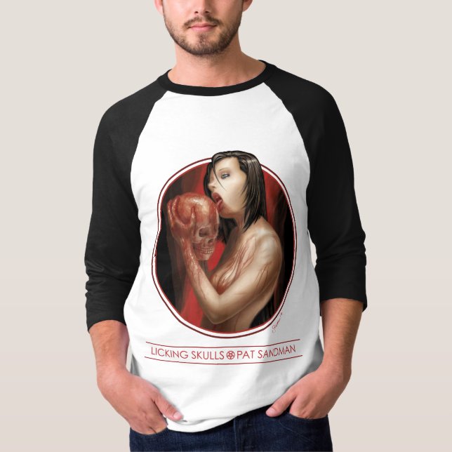 Schädel lecken 3/4 Jersey T-Shirt (Vorderseite)