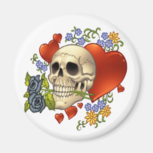 Schädel-Liebe - Schädel, Rosen und Herzen durch Magnet