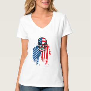 Schädel mit amerikanischer Flagge T-Shirt