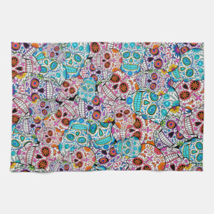 Schädel mit Blume  Geschirrtuch