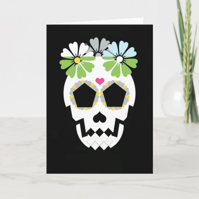Schädel mit Blume Karte (Vorderseite)