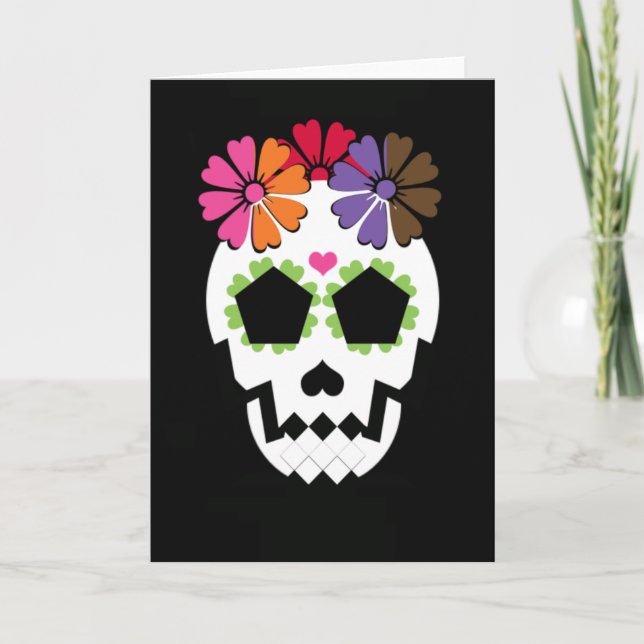 Schädel mit Blume Karte (Vorderseite)