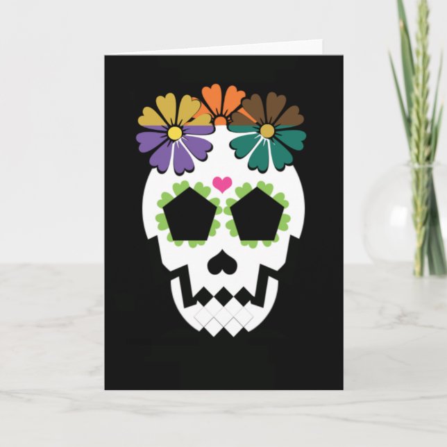 Schädel mit Blume Karte (Vorderseite)