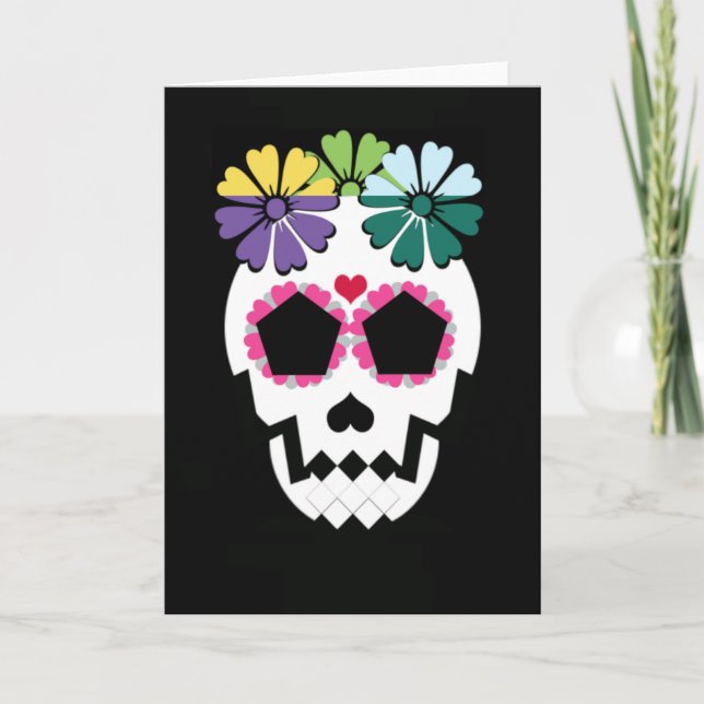 Schädel mit Blume Karte (Vorderseite)