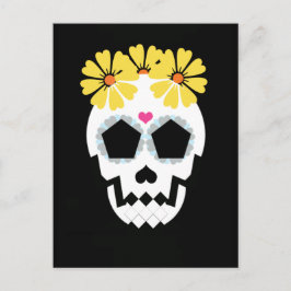 Schädel mit Blume Postkarte