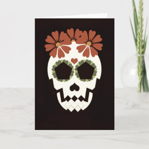 Schädel mit Blume Sepia Grußkarte Karte