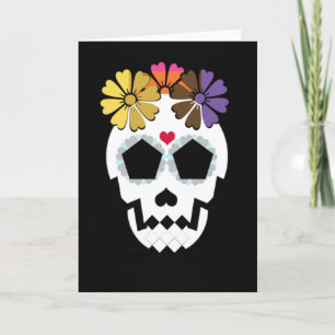 Schädel mit Blumen Karte