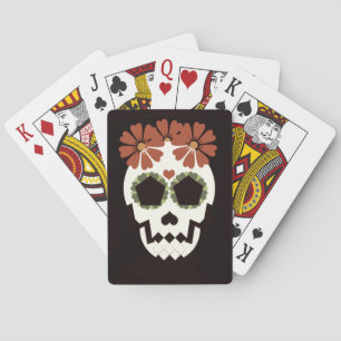Schädel mit Blumen-Spielkarten Spielkarten