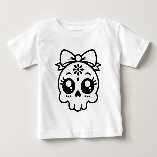 Schädel mit Bow Baby T-shirt (Vorderseite)