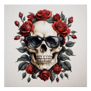 Schädel mit Brille Poster