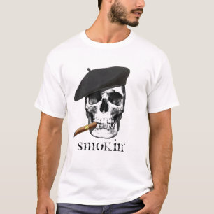 Schädel mit dem Barett und Zigarre, die Smokin T-Shirt