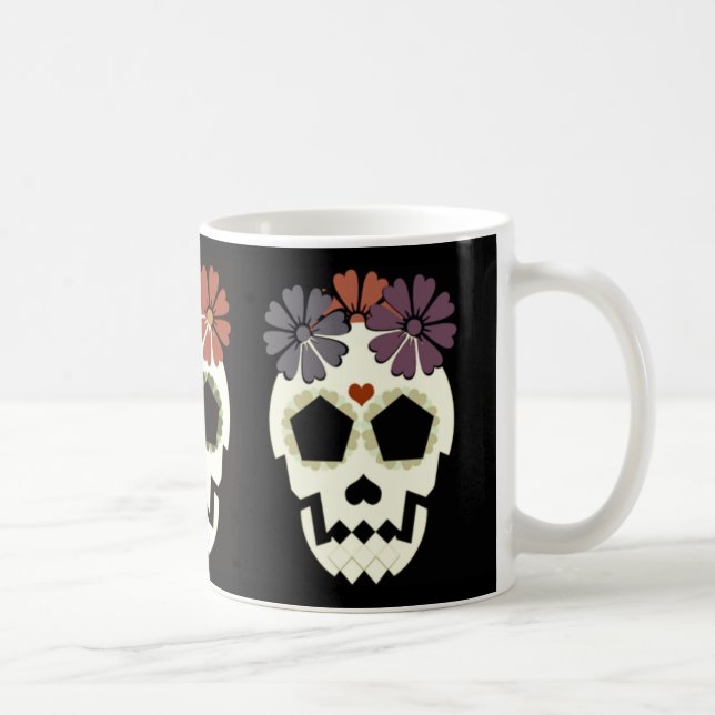 Schädel mit der Blumen-Tasse Kaffeetasse (Rechts)