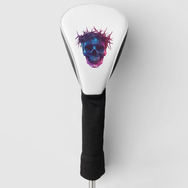 Schädel mit Dornenkrone Golf Headcover (Vorderseite)