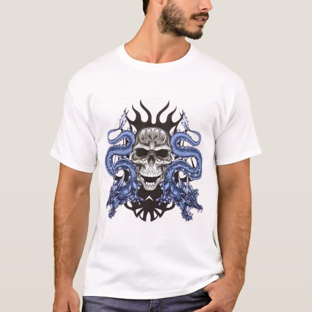 Schädel mit Drachen T-Shirt (Vorderseite)