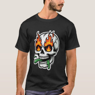 Schädel mit Feuer in den Augen und schleimiger Zun T-Shirt