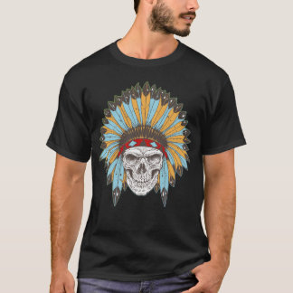Schädel mit gebürtiger Amerikanerheaddress-Shirt T-Shirt