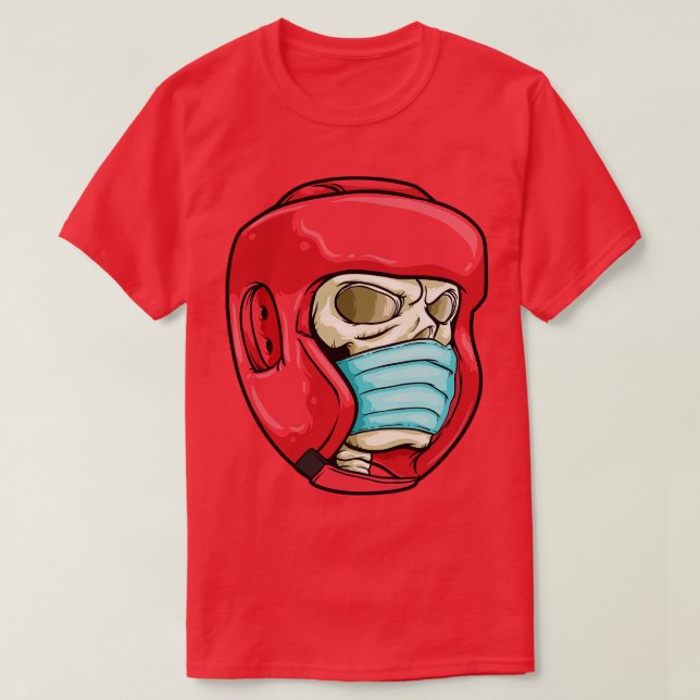 Schädel mit Gesichtsmaske und Boxhelm T-Shirt (Design vorne)