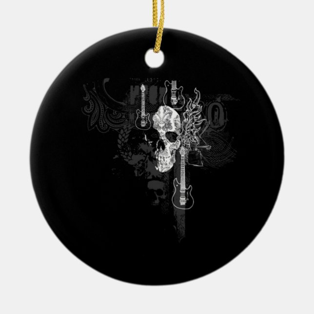 Schädel mit Gitarren Keramikornament (Vorne)