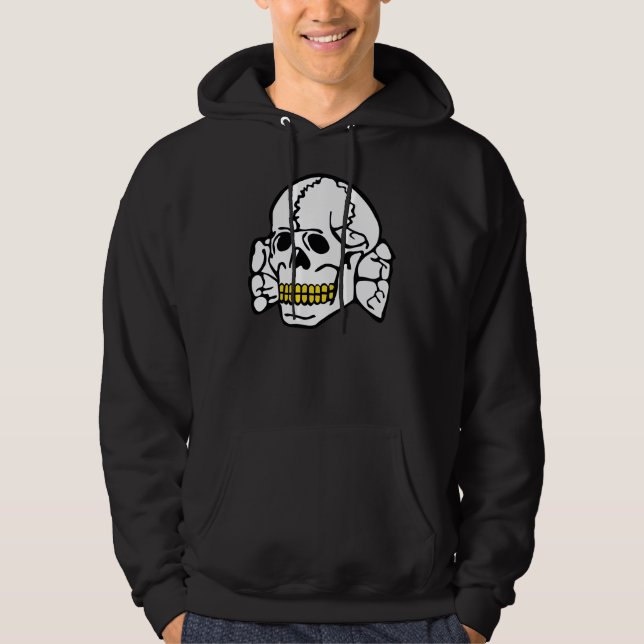 Schädel mit Goldgrill-mit Kapuze Sweatshirt (Vorderseite)