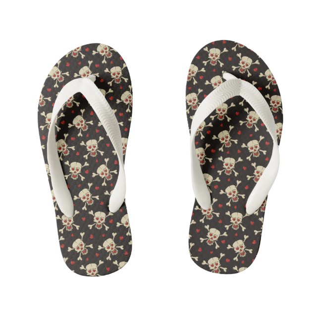 Schädel mit Herz-Muster Kinderbadesandalen (Fußbett)