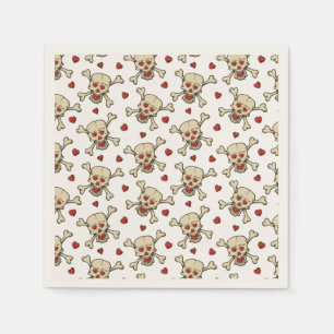 Schädel mit Herz-Muster Serviette