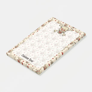 Schädel mit Herz Post-it Klebezettel