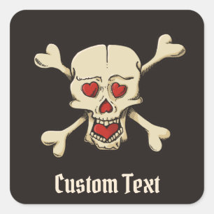 Schädel mit Herz Quadratischer Aufkleber