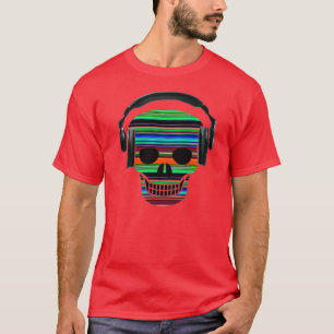 Schädel mit Kopfhörern -- T - Shirt