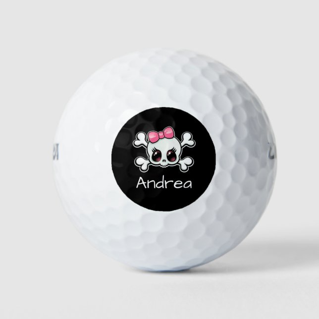 Schädel mit Kreuzknochen Golfball (Vorderseite)