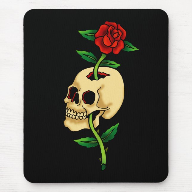 Schädel mit Rose Mousepad (Vorne)