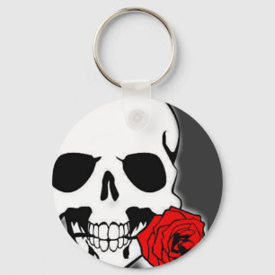 Schädel mit Rose Schlüsselanhänger