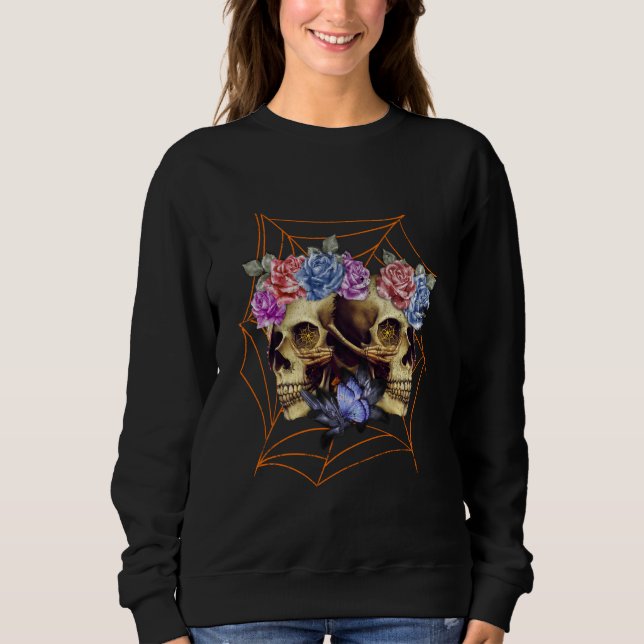 Schädel mit Rose Sweatshirt (Vorderseite)