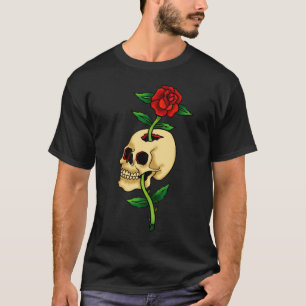 Schädel mit Rose T-Shirt