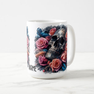 Schädel mit Rose und Bluebird Kaffeetasse