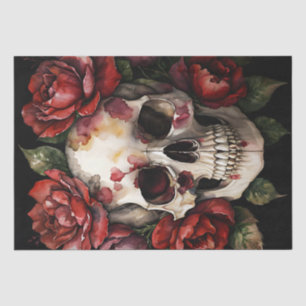 Schädel mit Rote Rosen Seidenpapier