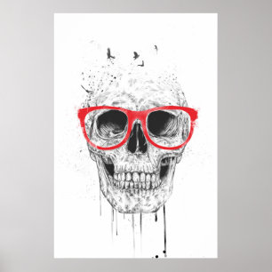 Schädel mit roten Gläsern Poster