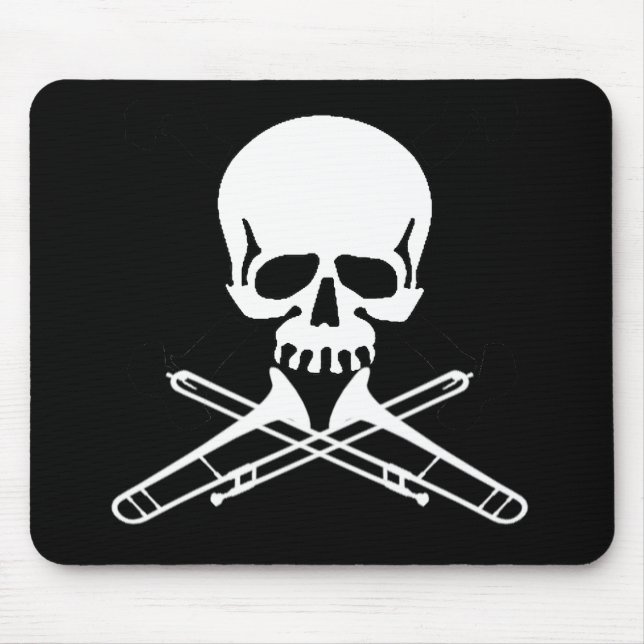 Schädel mit Trombones als gekreuzten Knochen Mousepad (Vorne)