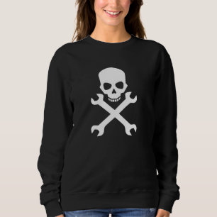 Schädel mit überquerten Gewinden für Mechanik und Sweatshirt