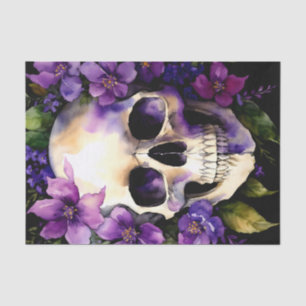 Schädel mit violetten Blüten Goth Seidenpapier