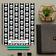 Schädel-Monogramm im Schwarz-Weiß-Halloween-Muster