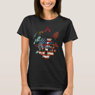 Schädel Morcheln Pilz Retro Vintage Gartenarbeit T-Shirt