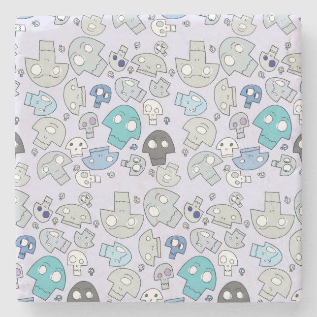 Schädel-Muster Steinuntersetzer (Vorderseite)