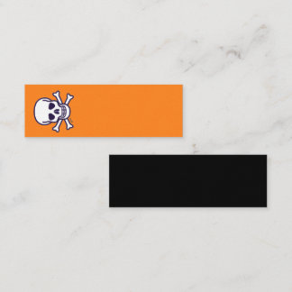 Schädel n Knochen orange schwarze Mini-Geschäftska Mini Visitenkarte
